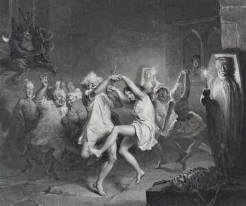 Warlocks and Witches in a dance. John Faed RSA. 1855