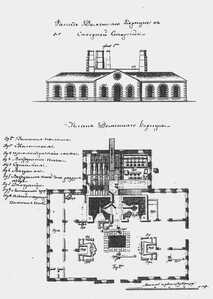 The front and plan of blast furnace foundry of Lugansk plant